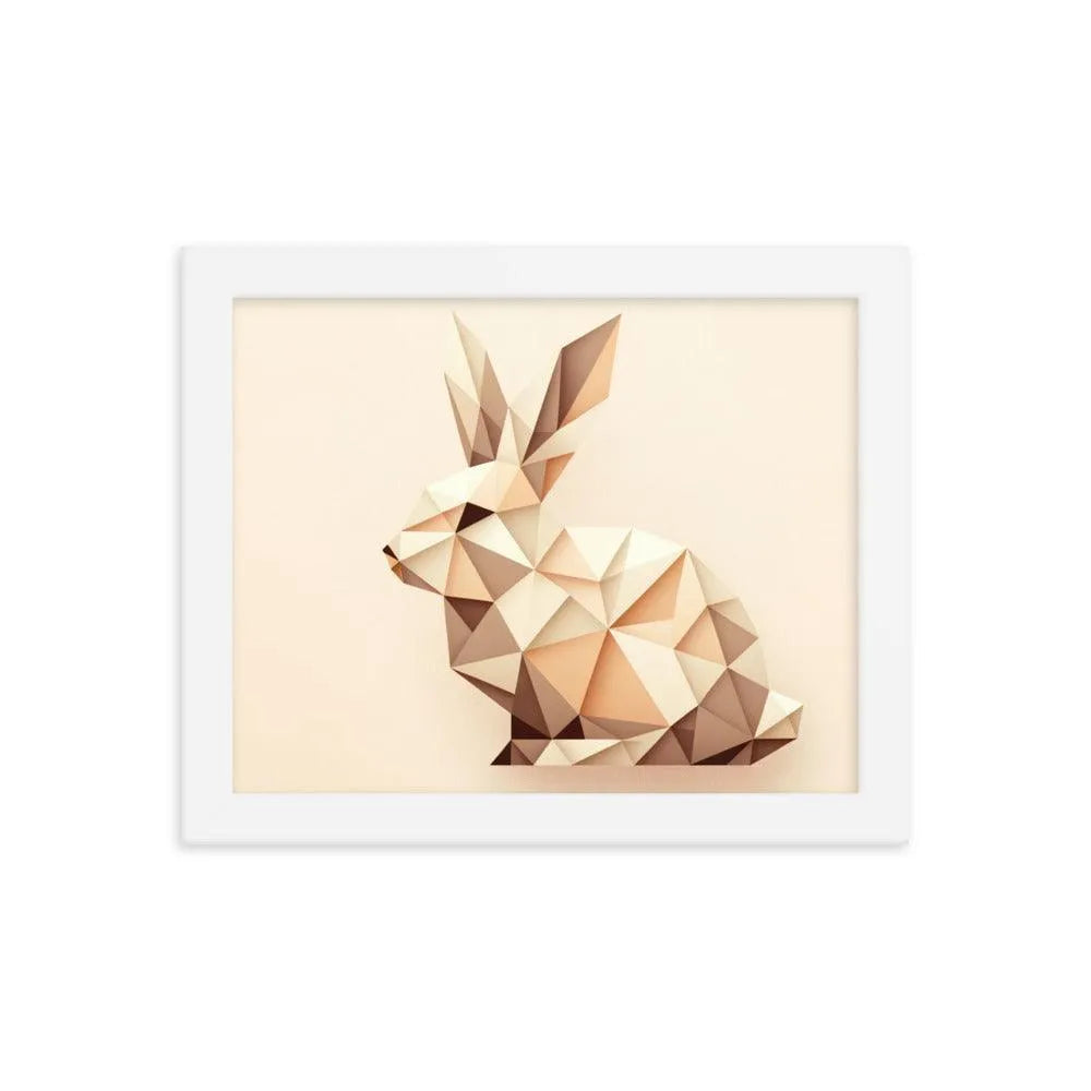 Geometric Beige Rabbit Minimalist Art Framed Poster - Oh Posters