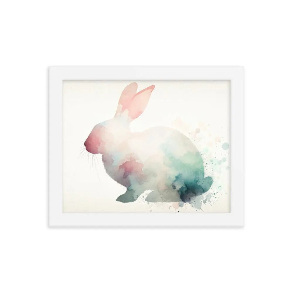 Pastel Watercolor Rabbit Silhouette Minimalistic Art Framed Poster - Oh Posters
