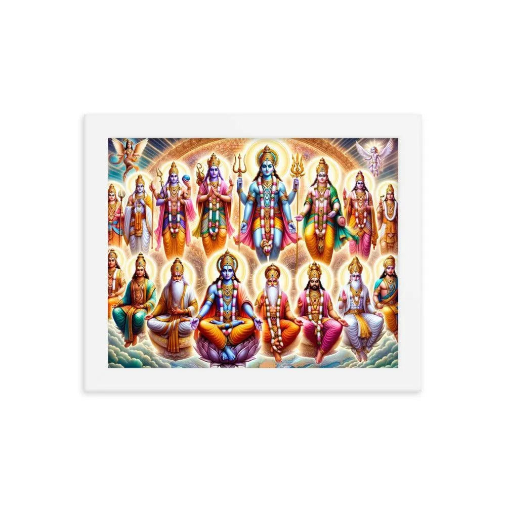 Dashavatara: Lord Vishnu's Divine Incarnations Hindu Art Framed Poster - Oh Posters