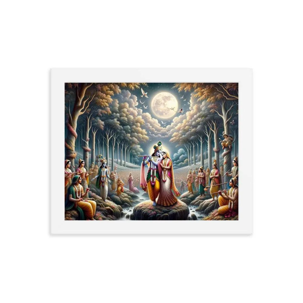 Radha and Krishna's Eternal Love in Vrindavan Hindu Art Framed Poster - Oh Posters