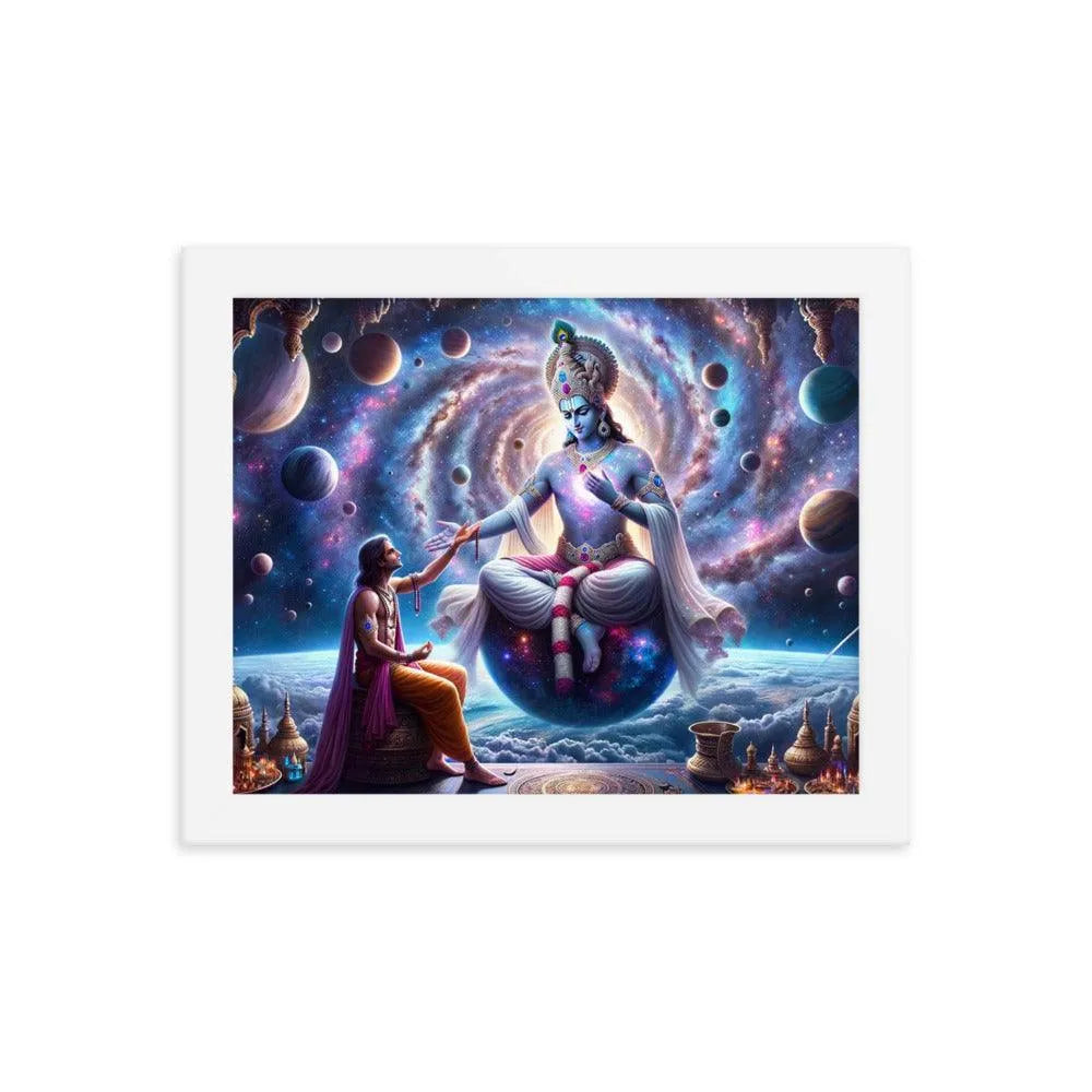 Lord Krishna's Cosmic Revelation Hindu Art Framed Poster - Oh Posters