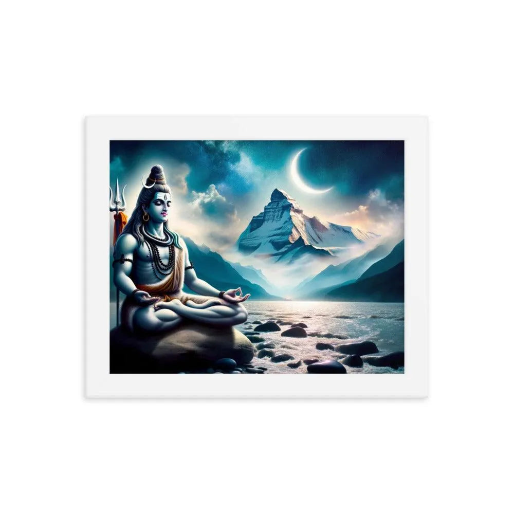 Lord Shiva Meditating by Ganges River Hindu Art Framed Poster - Oh Posters