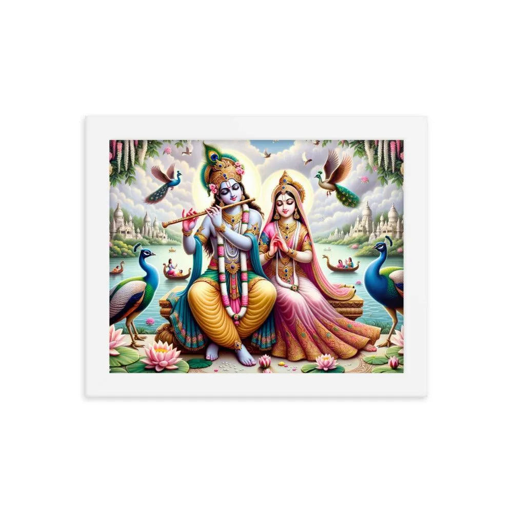 Lord Krishna and Radha Divine Love Hindu Framed Poster - Oh Posters