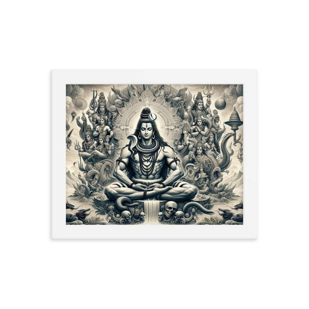 Hindu Lord Shiva Meditating Himalayan Serenity Divine Art Framed Poster - Oh Posters