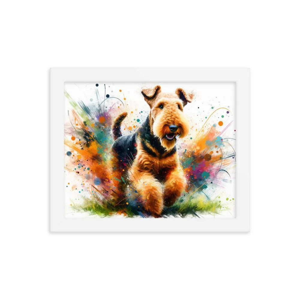 Joyful Airedale Terrier Colorful Artistic Depiction Framed Poster - Oh Posters