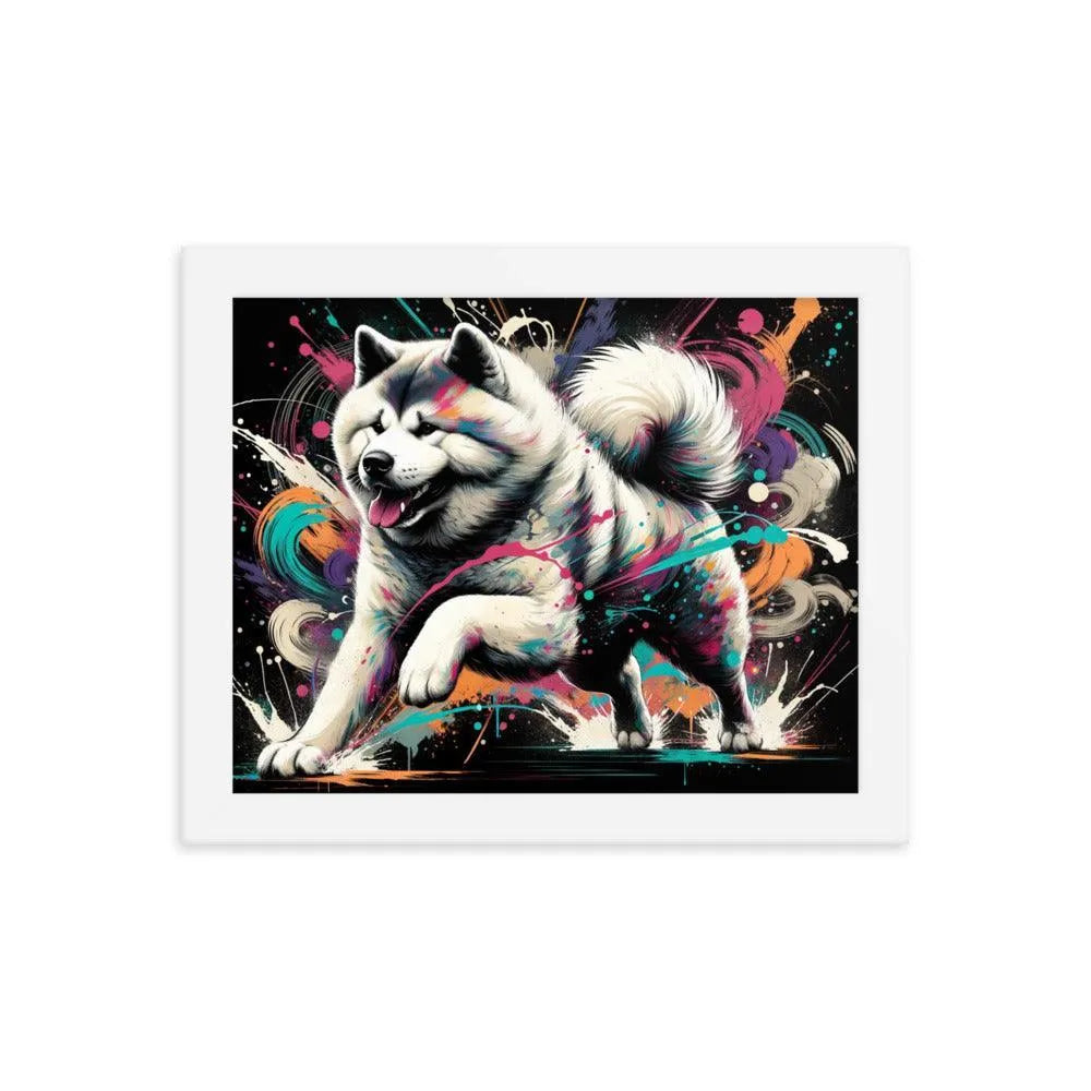 Energetic Akita Abstract Artwork Framed Poster - Oh Posters