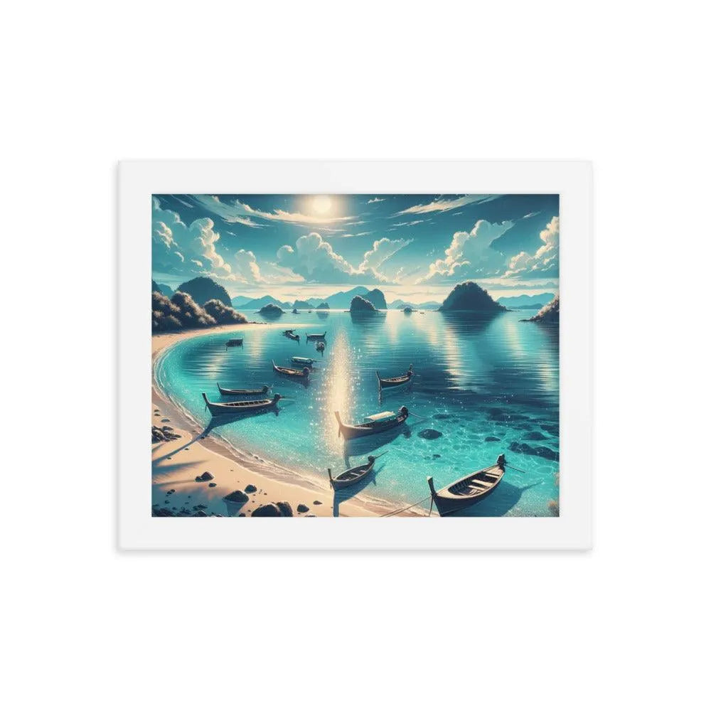 Secluded Shimmering Beach Digital Art Framed Poster - Oh Posters