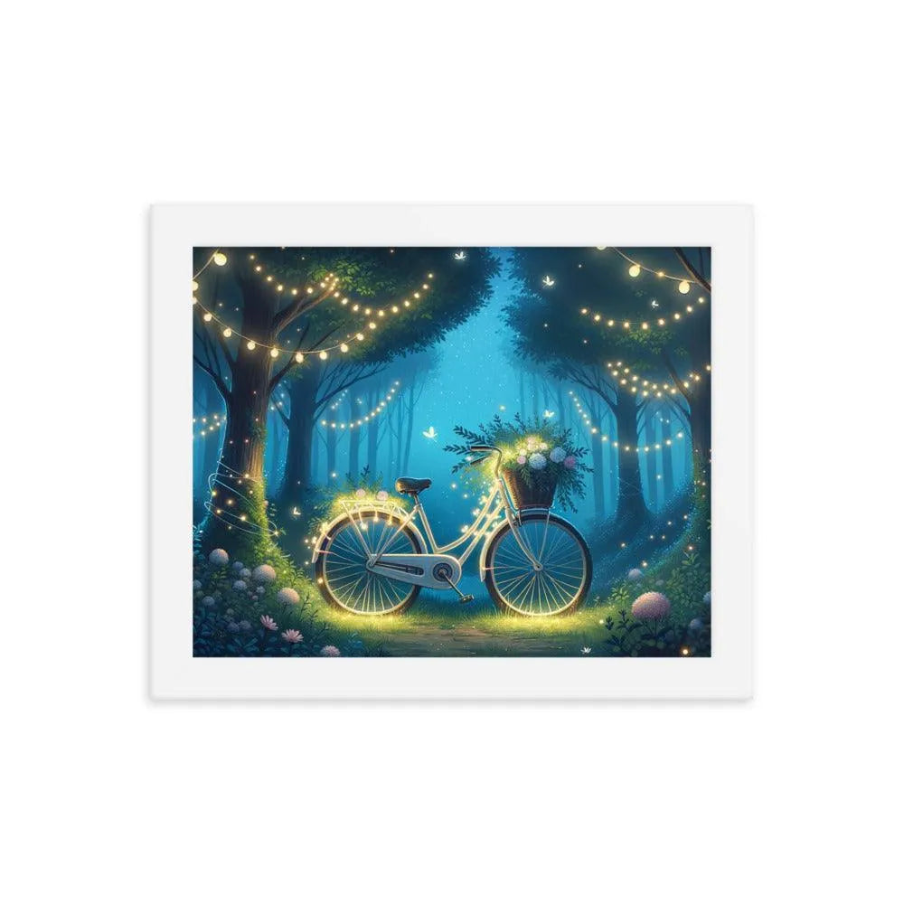 Enchanted Forest Glade Bicycle Illuminated Art Framed Poster - Oh Posters