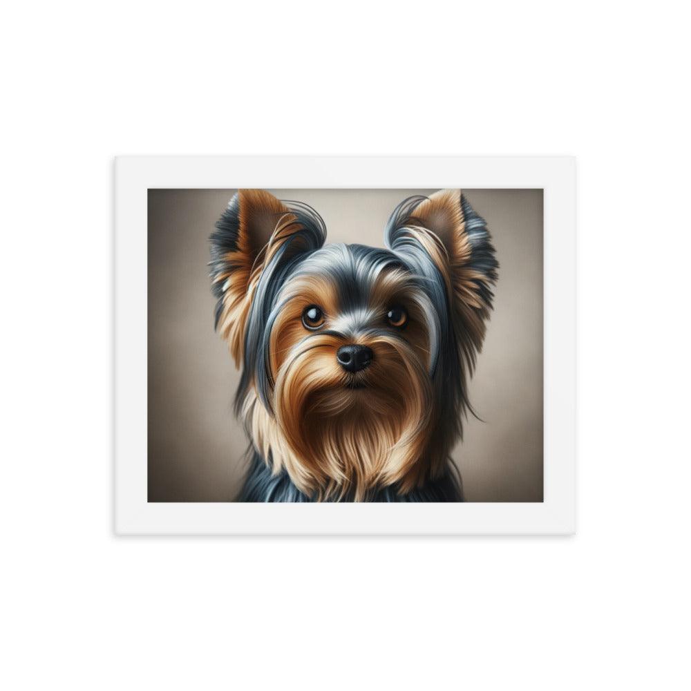 Close-Up Australian Silky Terrier Realistic Portrait Framed Poster - Oh Posters