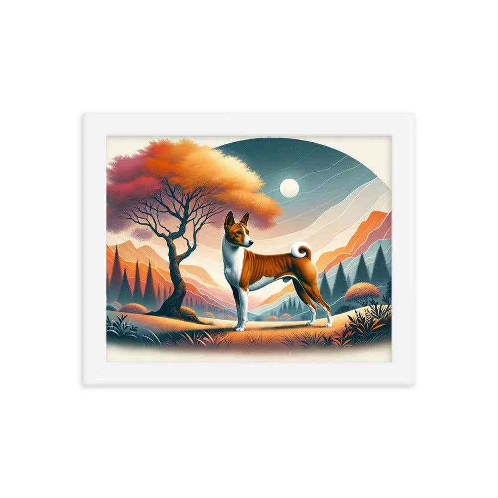 Graceful Basenji Dog in a Unique Landscape Framed Poster - Oh Posters