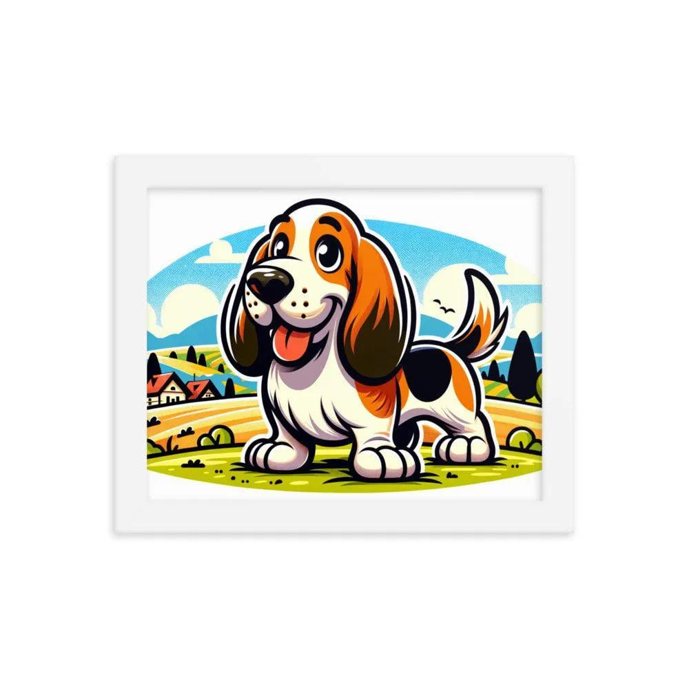 Playful Basset Fauve de Bretagne Cartoon Art Framed Poster - Oh Posters