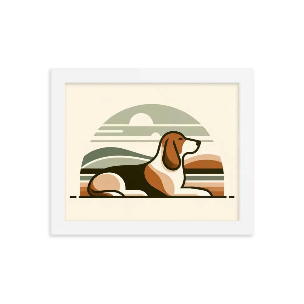 Elegant Basset Hound Minimalist Art Framed Poster - Oh Posters