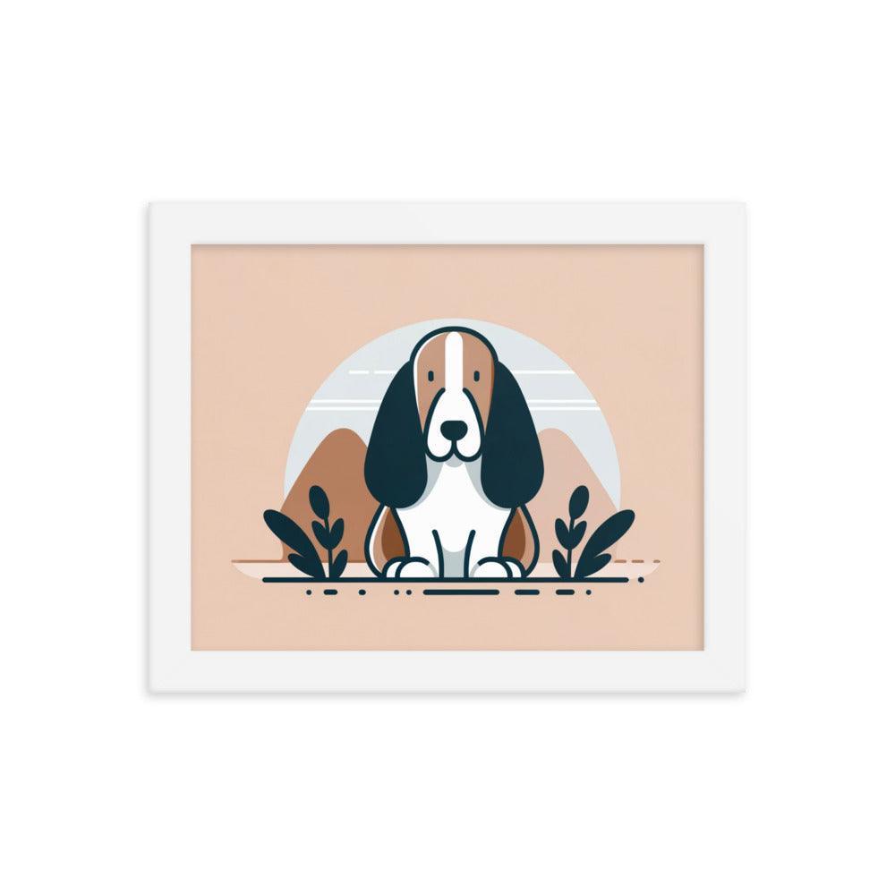 Charming Basset Hound Minimalist Art Framed Poster - Oh Posters