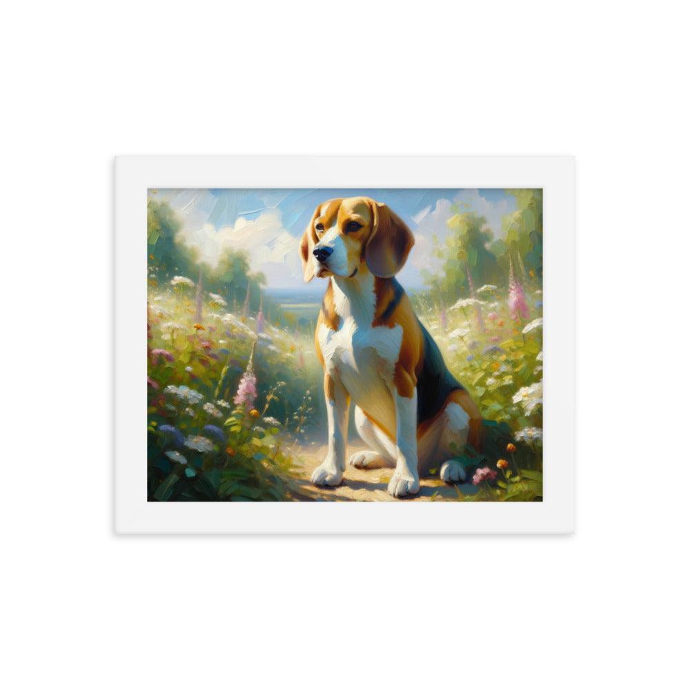 Graceful Beagle Oil Painting Framed Poster - Oh Posters