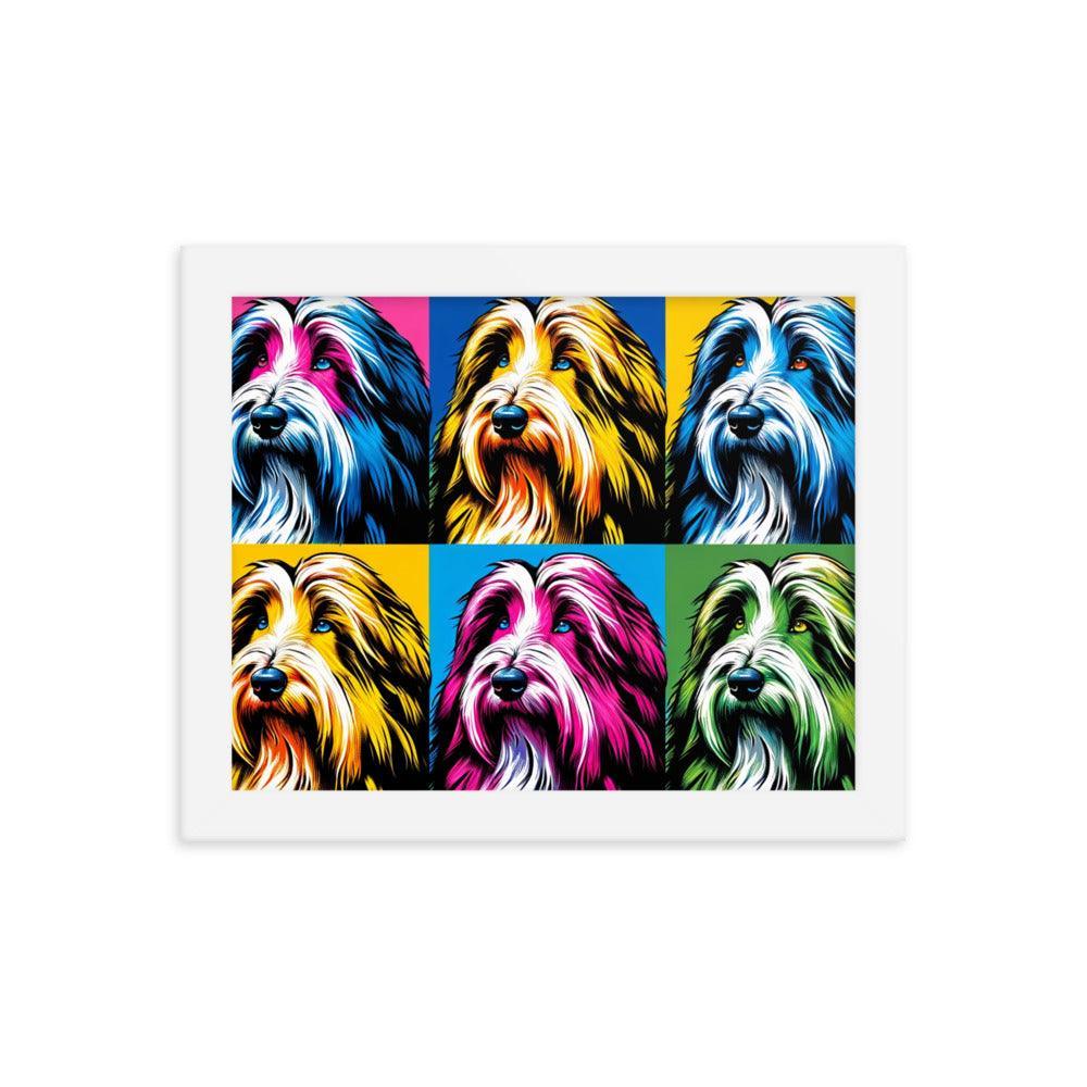 Colorful Collage Pop Art Bearded Collie Illustration Framed Poster - Oh Posters