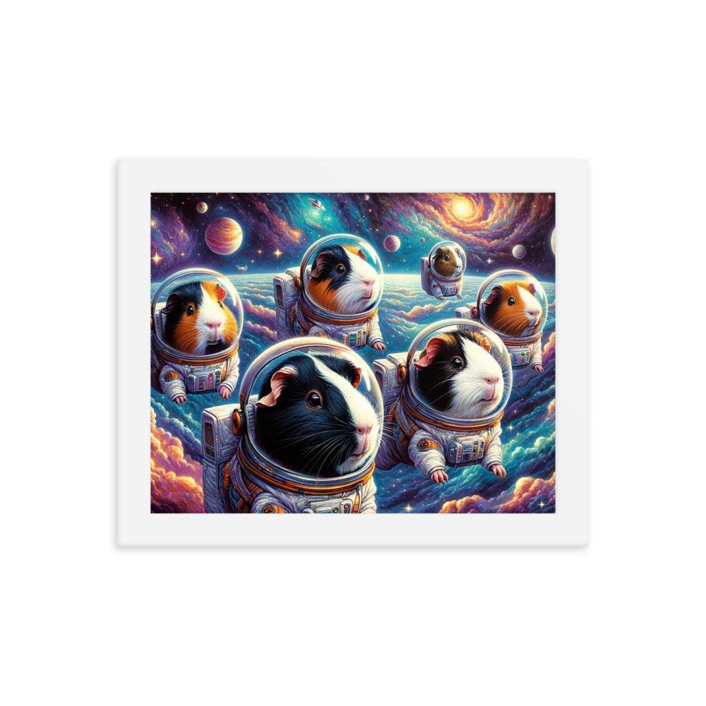 Guinea Pig Astronauts Cosmic Exploration Fantastical Framed Poster - Oh Posters