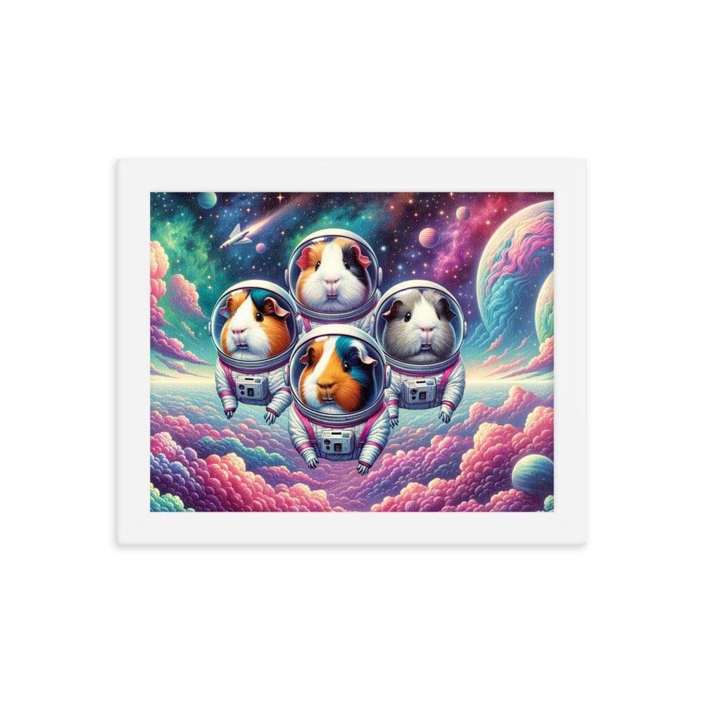 Guinea Pig Astronauts Cosmic Exploration Vibrant Framed Poster - Oh Posters