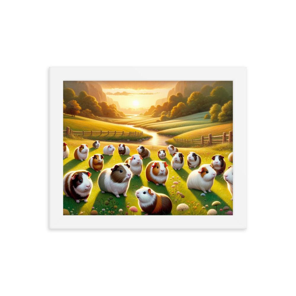 Guinea Pig Gathering Sunset Valley Digital Art Framed Poster - Oh Posters