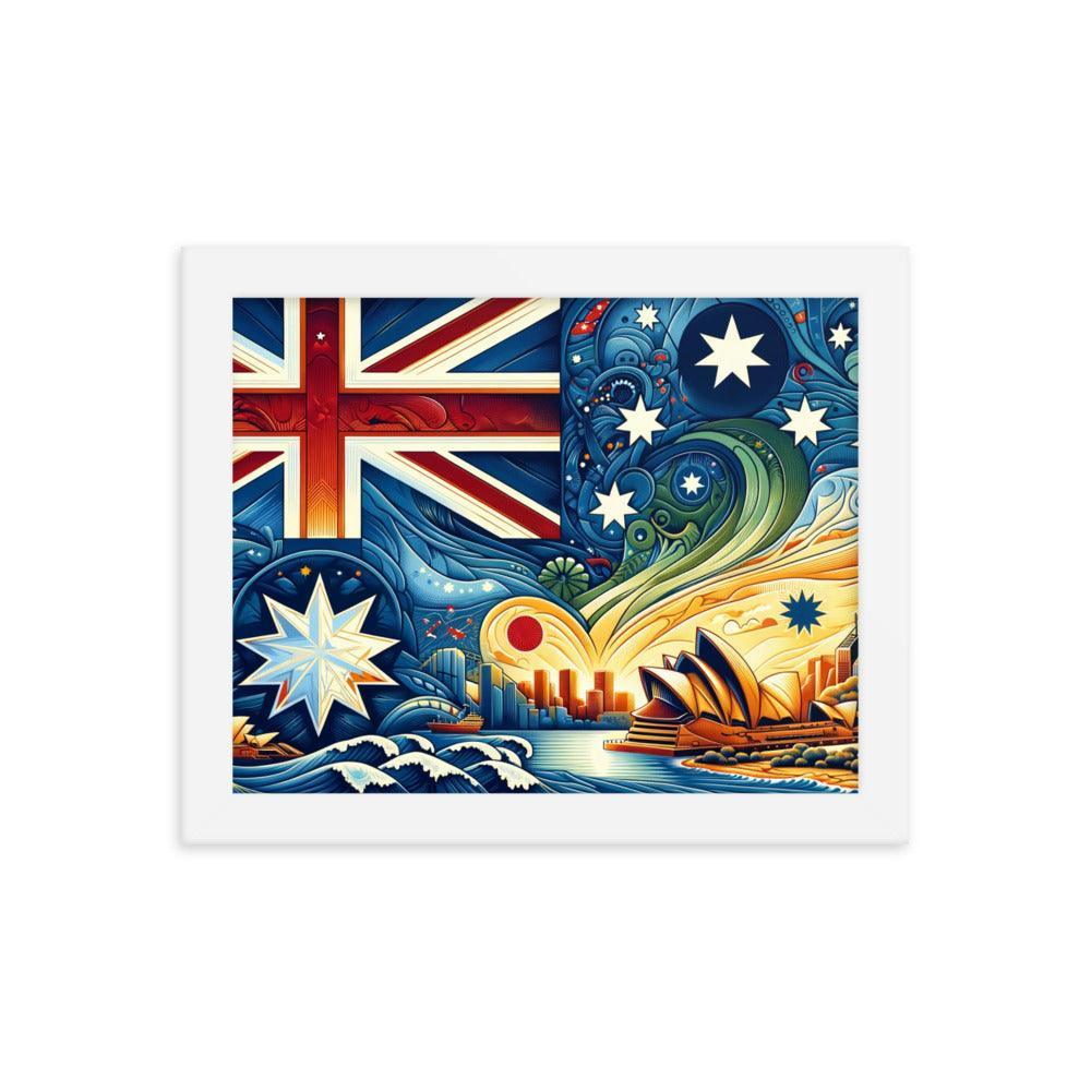 Sydney Opera House and Australian Flag Stylized Art Framed Poster - Oh Posters