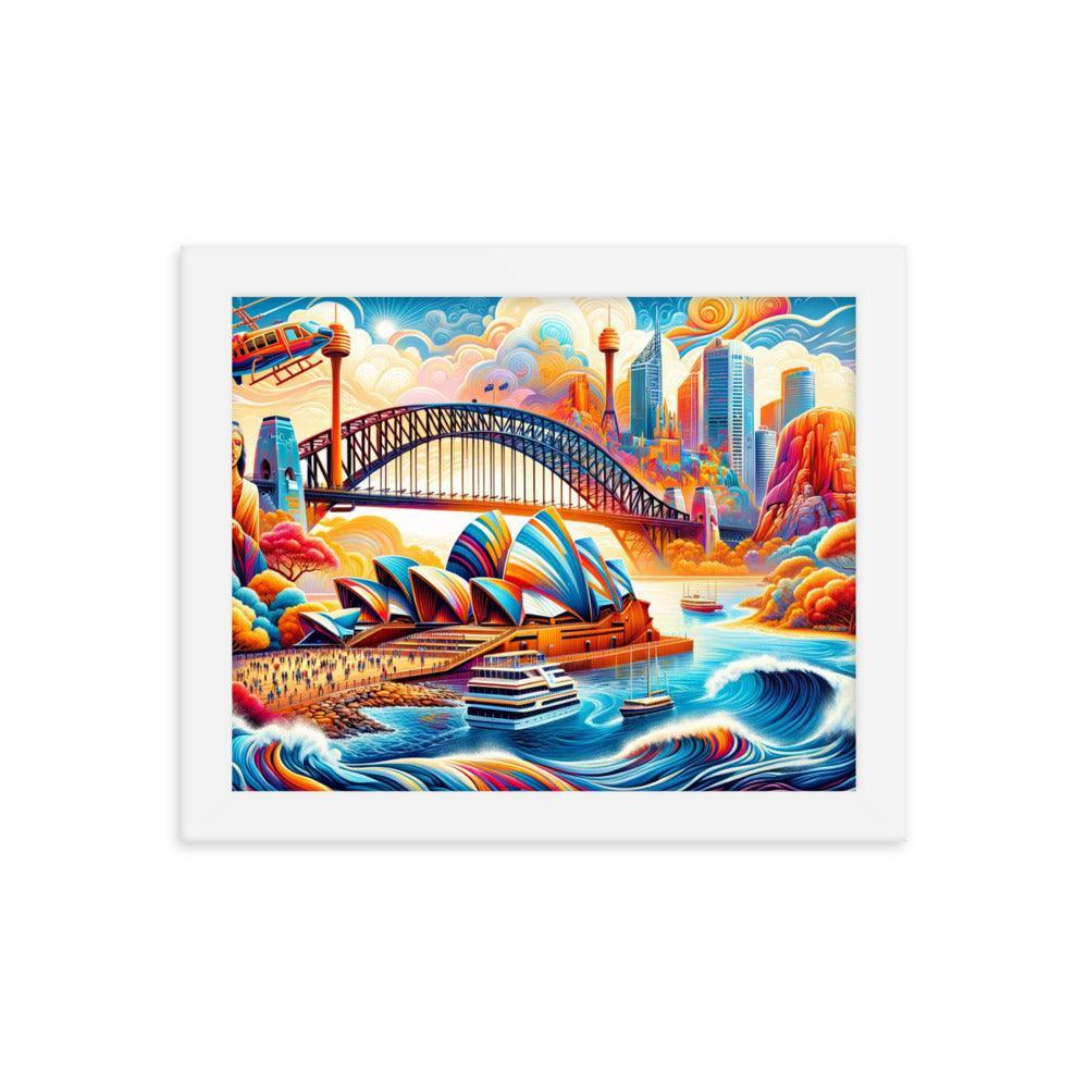 Sydney Harbour Surreal Scenery Vibrant Art Framed Poster - Oh Posters