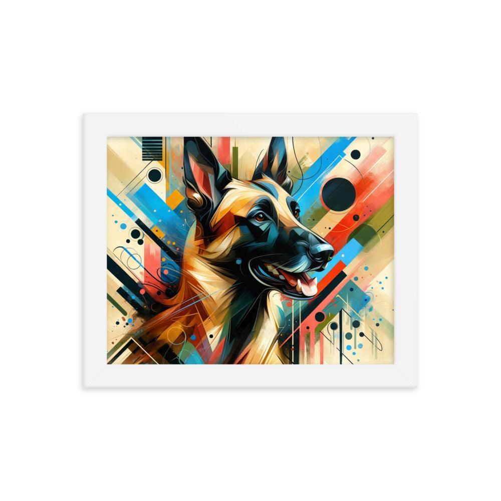 Geometric Belgian Malinois Abstract Art Framed Poster - Oh Posters