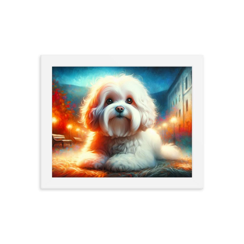 Enchanted Evening Bolognese Dog Dreamy Art Framed Poster - Oh Posters