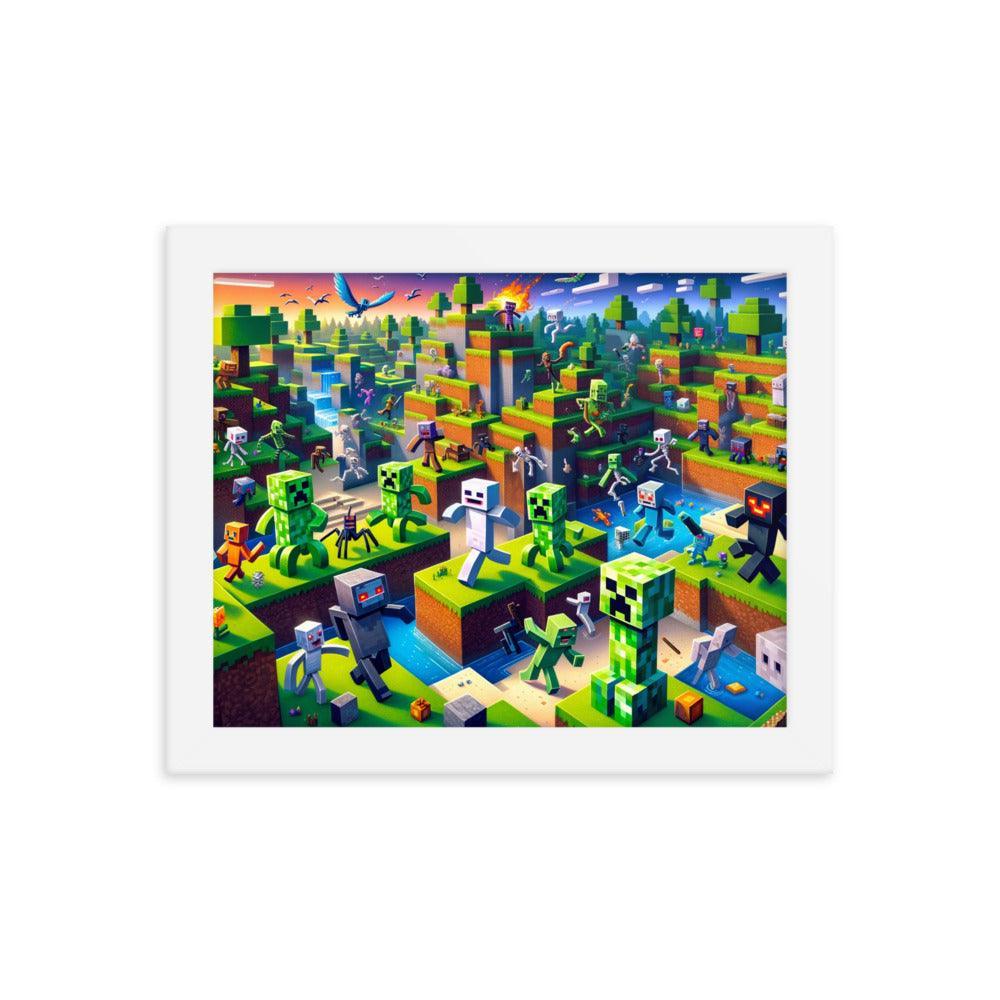 Minecraft Adventure Dynamic Character Action Framed Poster - Oh Posters