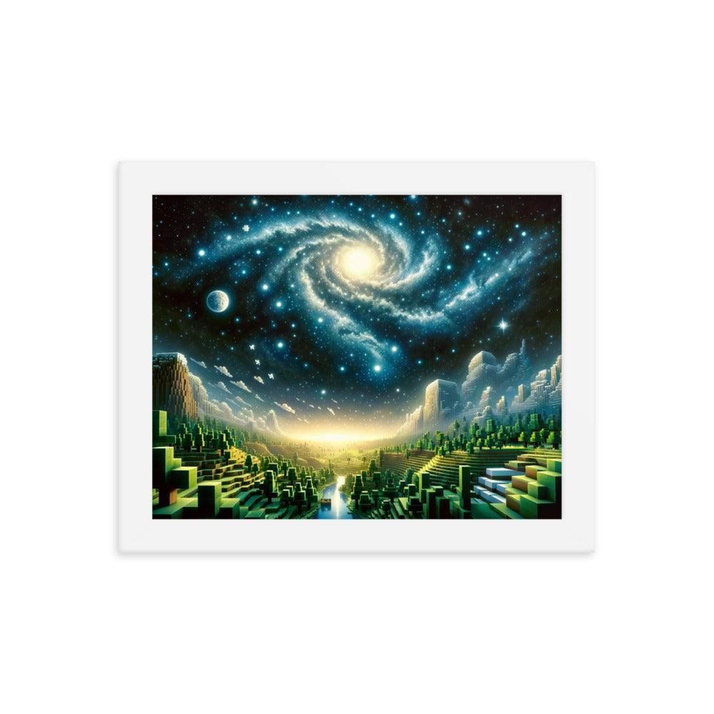 Galactic Spiral Minecraft Universe Digital Art Framed Poster - Oh Posters