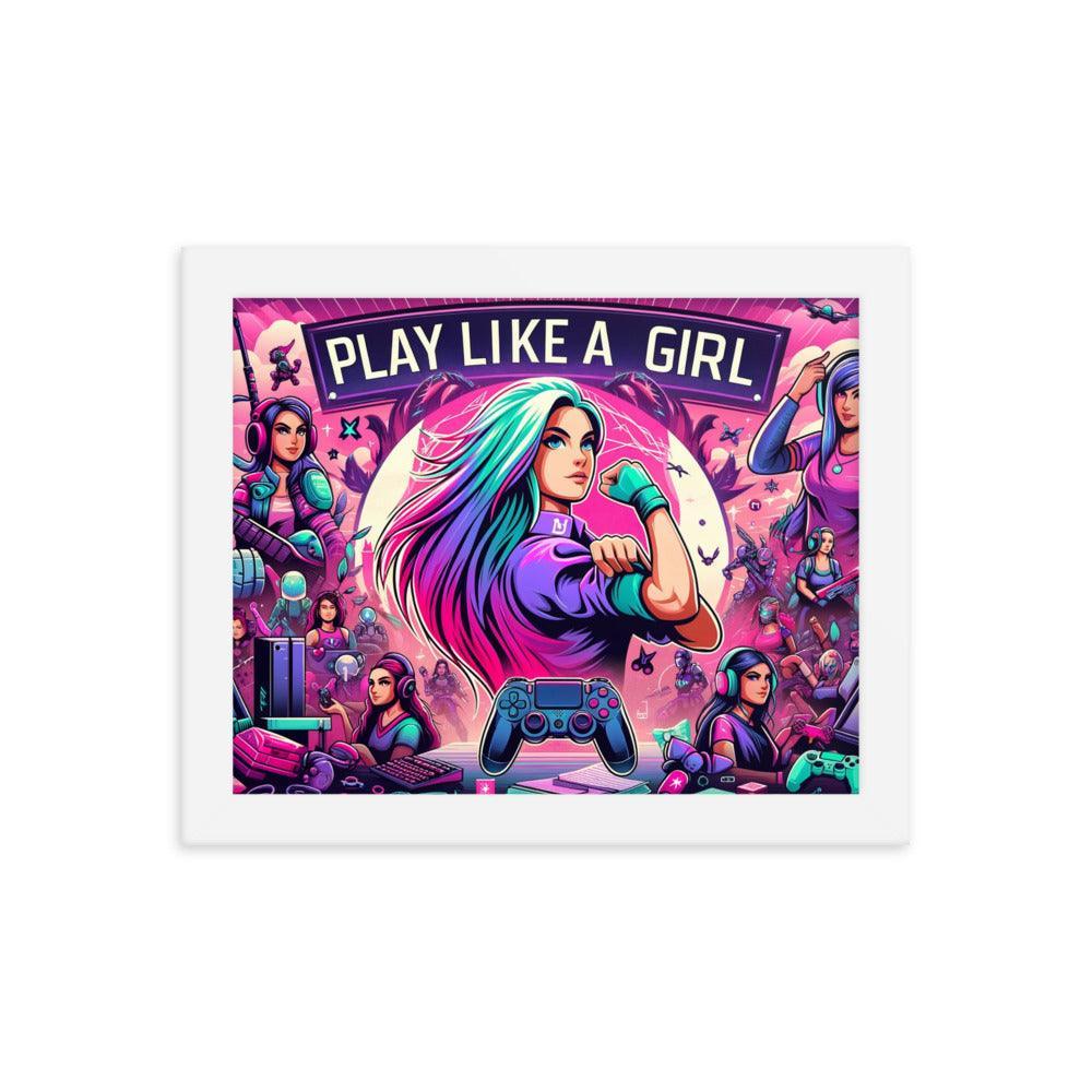 Gamer Girl Power Empowerment Art Framed Poster - Oh Posters