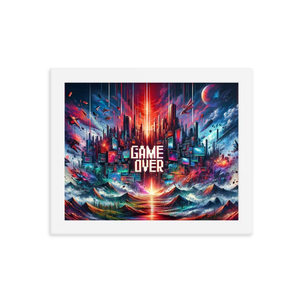 Gaming Apocalyptic Sci-Fi Cityscape Game Over Framed Poster - Oh Posters