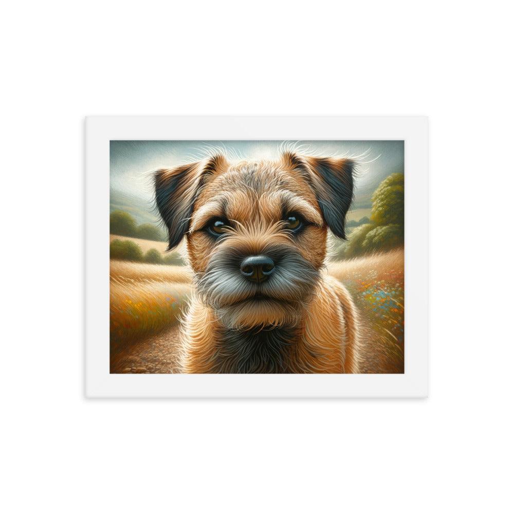 Border Terrier Golden Fields Gentle Gaze Art Framed Poster - Oh Posters