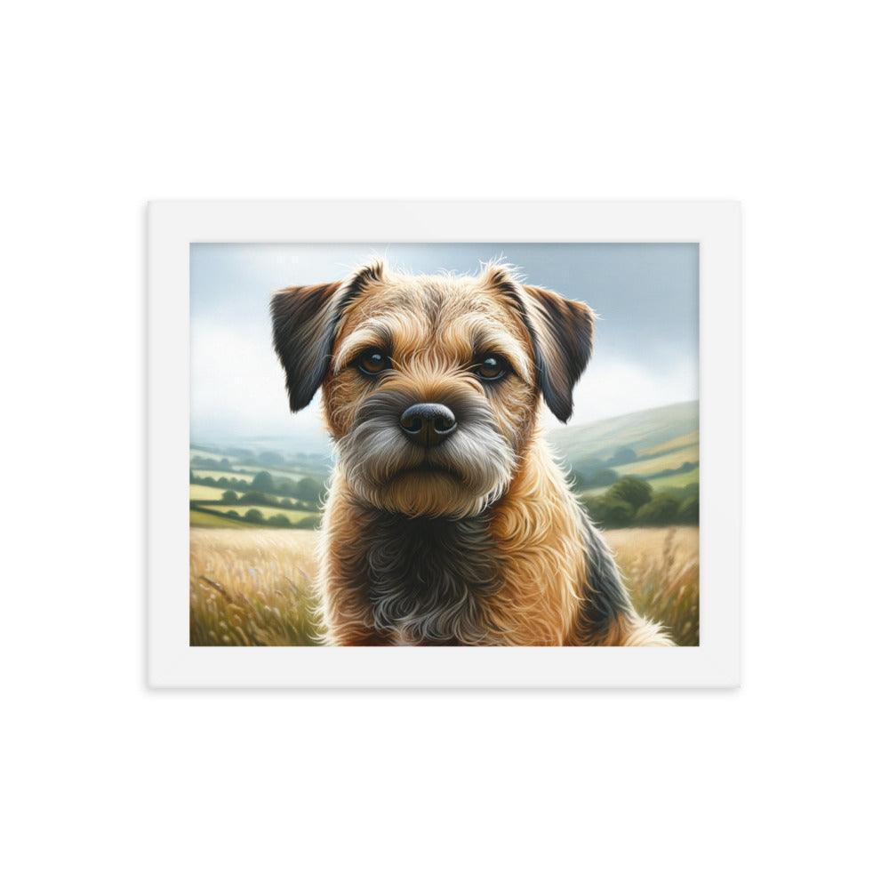 Border Terrier Countryside Portrait Art Framed Poster - Oh Posters