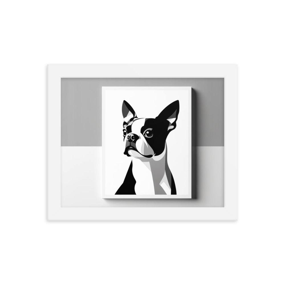 Boston Terrier Abstract Minimalist Art Framed Poster - Oh Posters