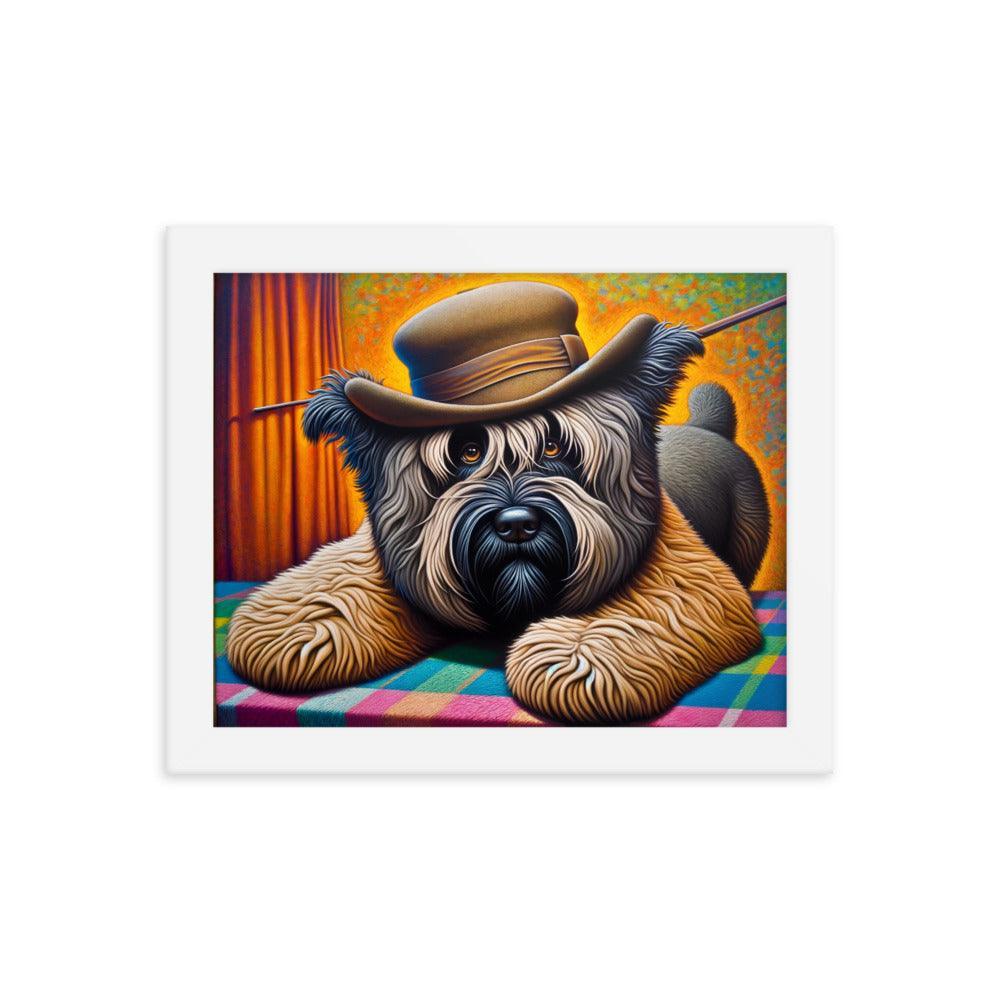 Bouvier Des Flandres Cowboy Hat Quirky Portrait Framed Poster - Oh Posters