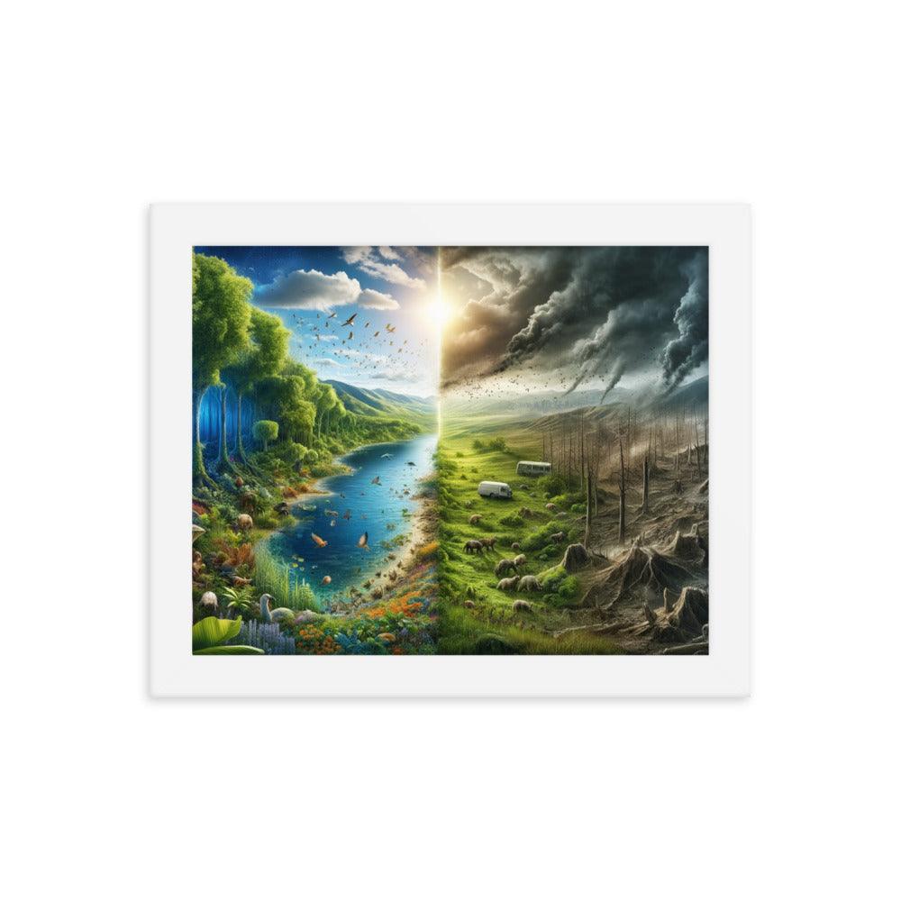 Climate Contrast Environmental Awareness Framed Poster - Oh Posters