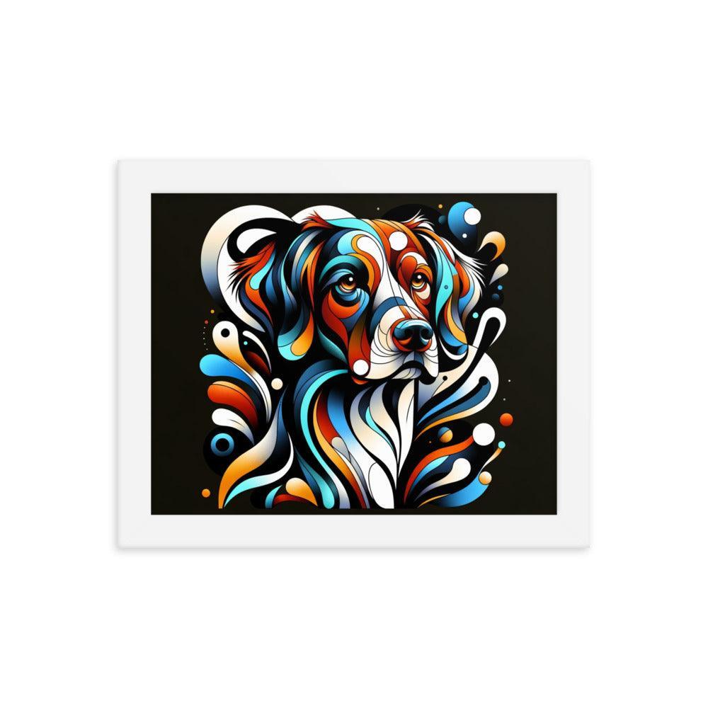 Brittany Dog Modern Abstract Art with Bold Colors and Dynamic Shapes Framed Poster - Oh Posters