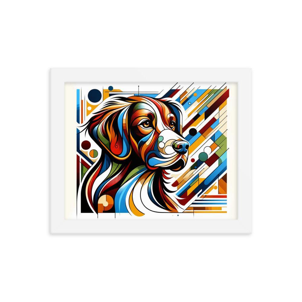 Brittany Dog Art in Abstract Modern Form with Bold Colors Framed Poster - Oh Posters