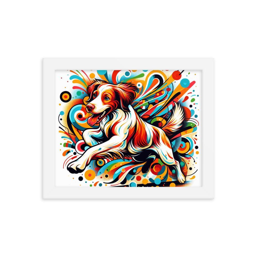 Brittany Spaniel Dynamic Swirls Abstract Art Framed Poster - Oh Posters