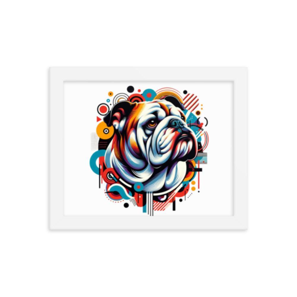 English Bulldog Modern Pop Art with Bold Shapes and Vivid Colors Framed Poster - Oh Posters