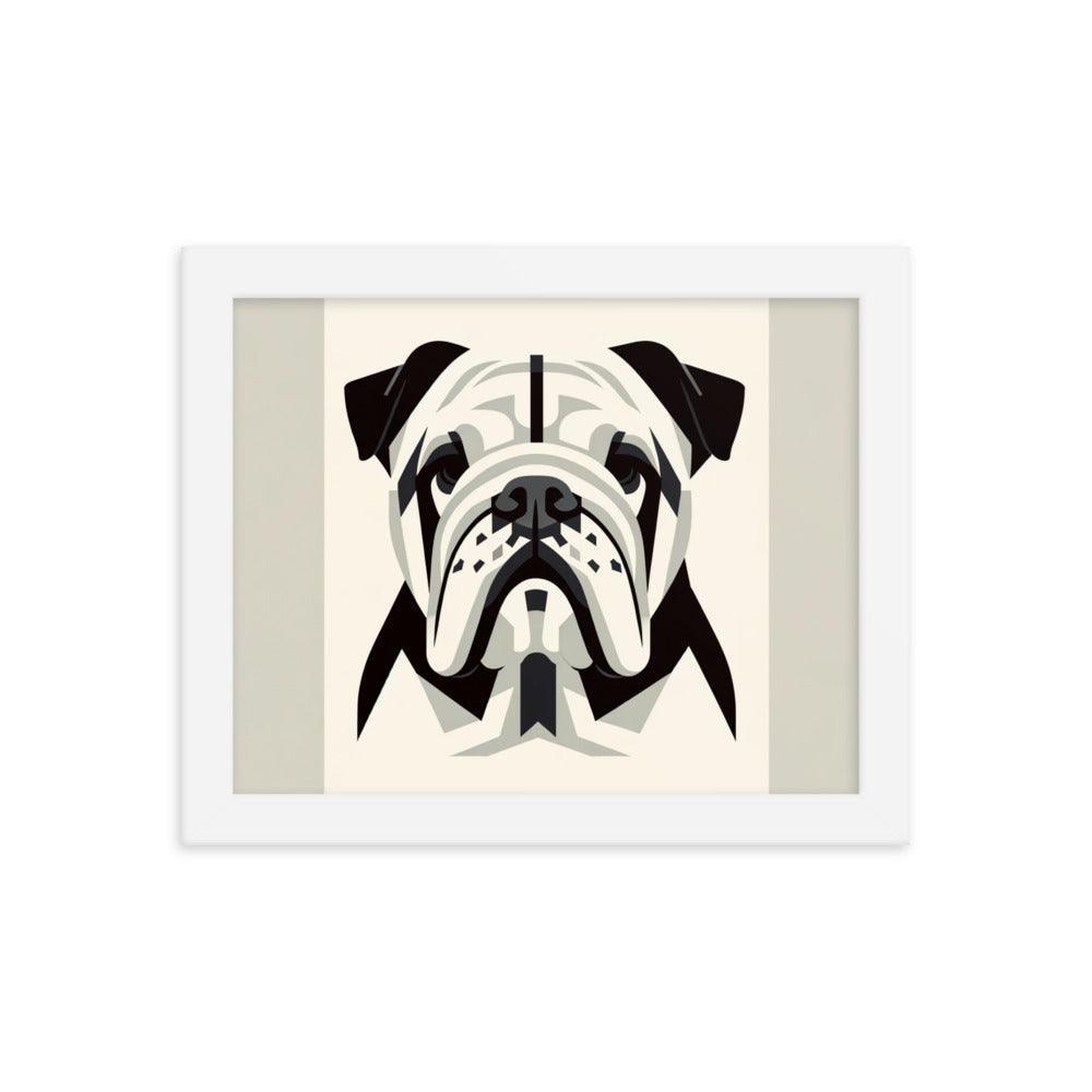 English Bulldog Minimalist Design with Geometric Shapes Framed Poster - Oh Posters