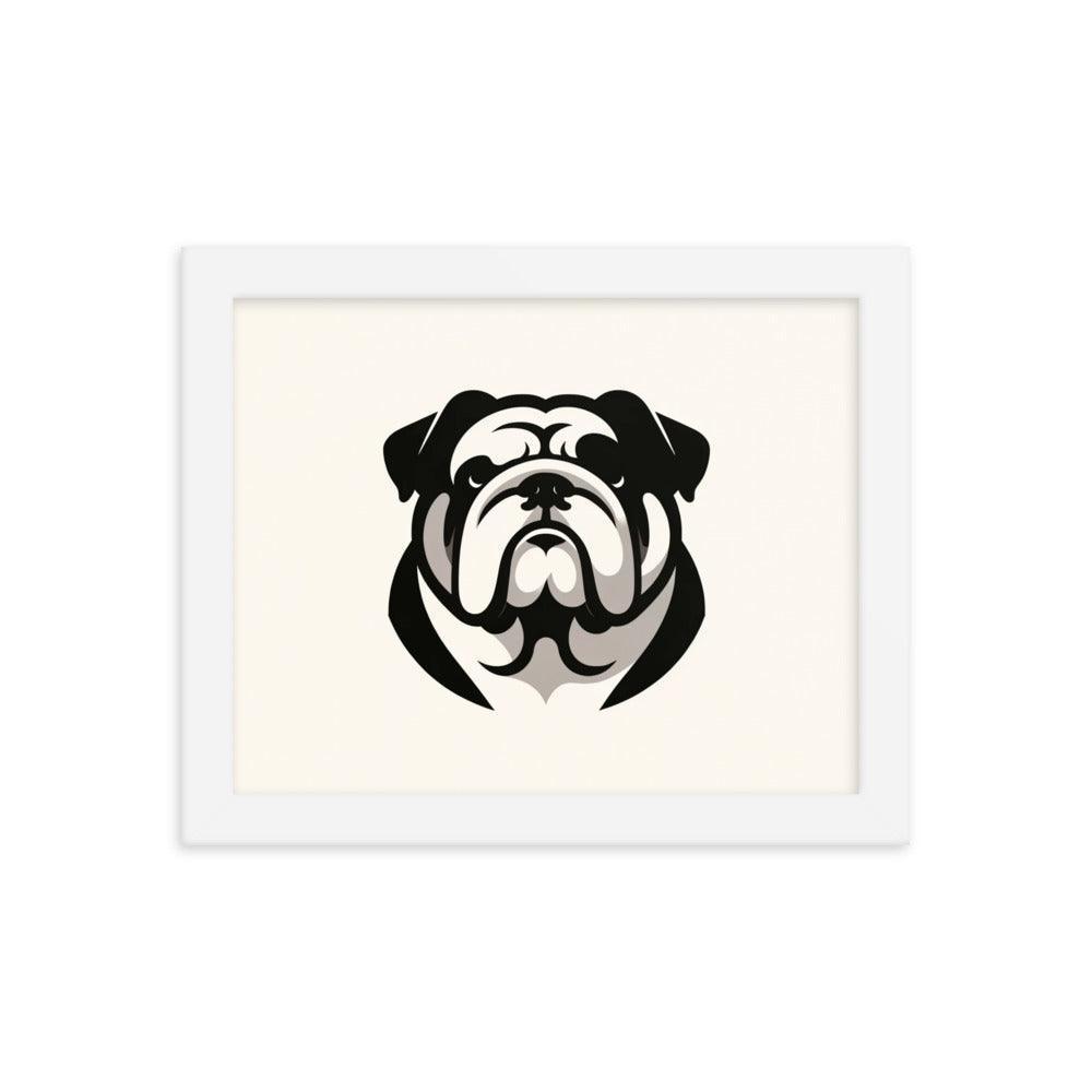 English Bulldog Minimalist Art with Clean Lines and Monochrome Palette Framed Poster - Oh Posters