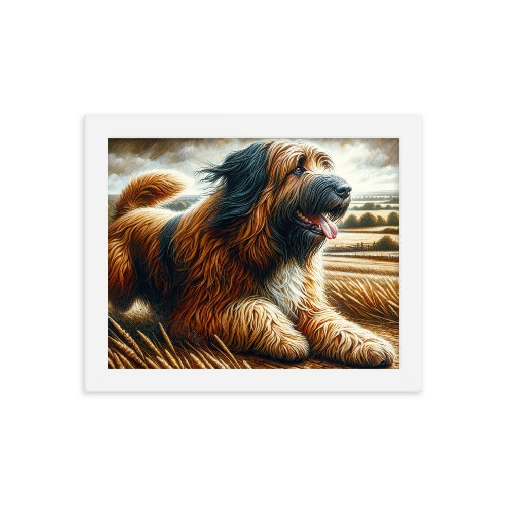 Catalan Sheepdog in Countryside Landscape Framed Poster - Oh Posters