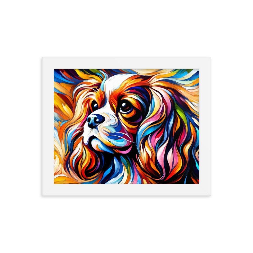 Cavalier King Charles Spaniel in Fauvism Bold Hues and Expressive Brushstrokes Framed Poster - Oh Posters