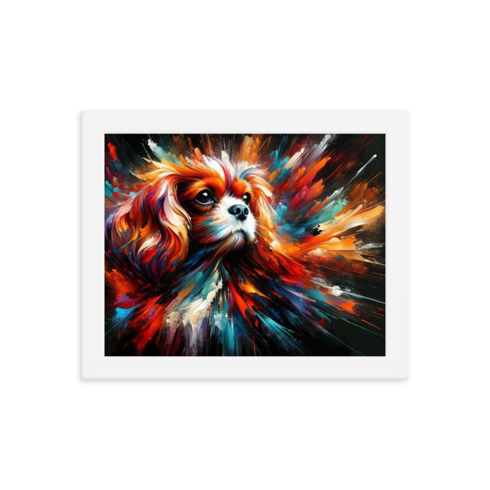 Cavalier King Charles Spaniel Abstract Brush Strokes and Intense Vibrant Colors Framed Poster - Oh Posters