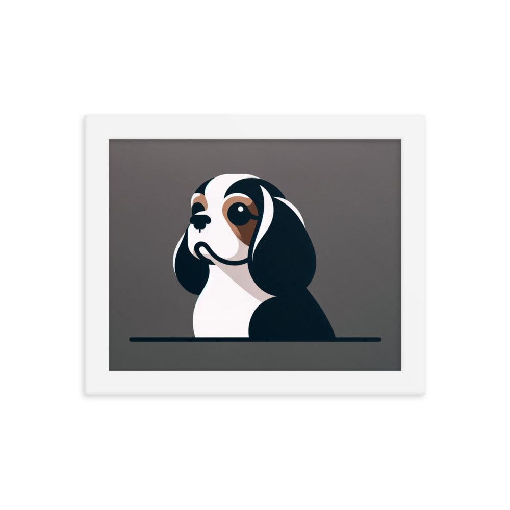 Cavalier King Charles Spaniel Minimalist Portrait Framed Poster - Oh Posters