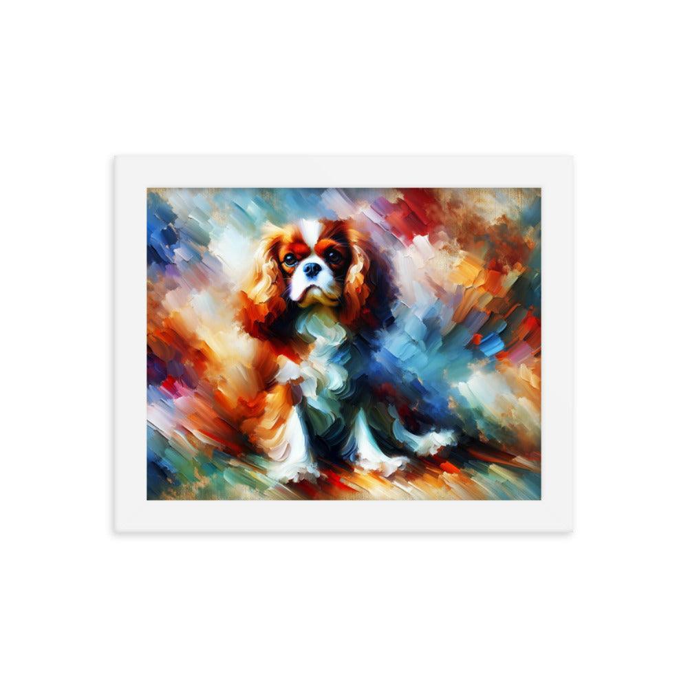 Cavalier King Charles Spaniel Abstract Expressionism Painting Framed Poster - Oh Posters