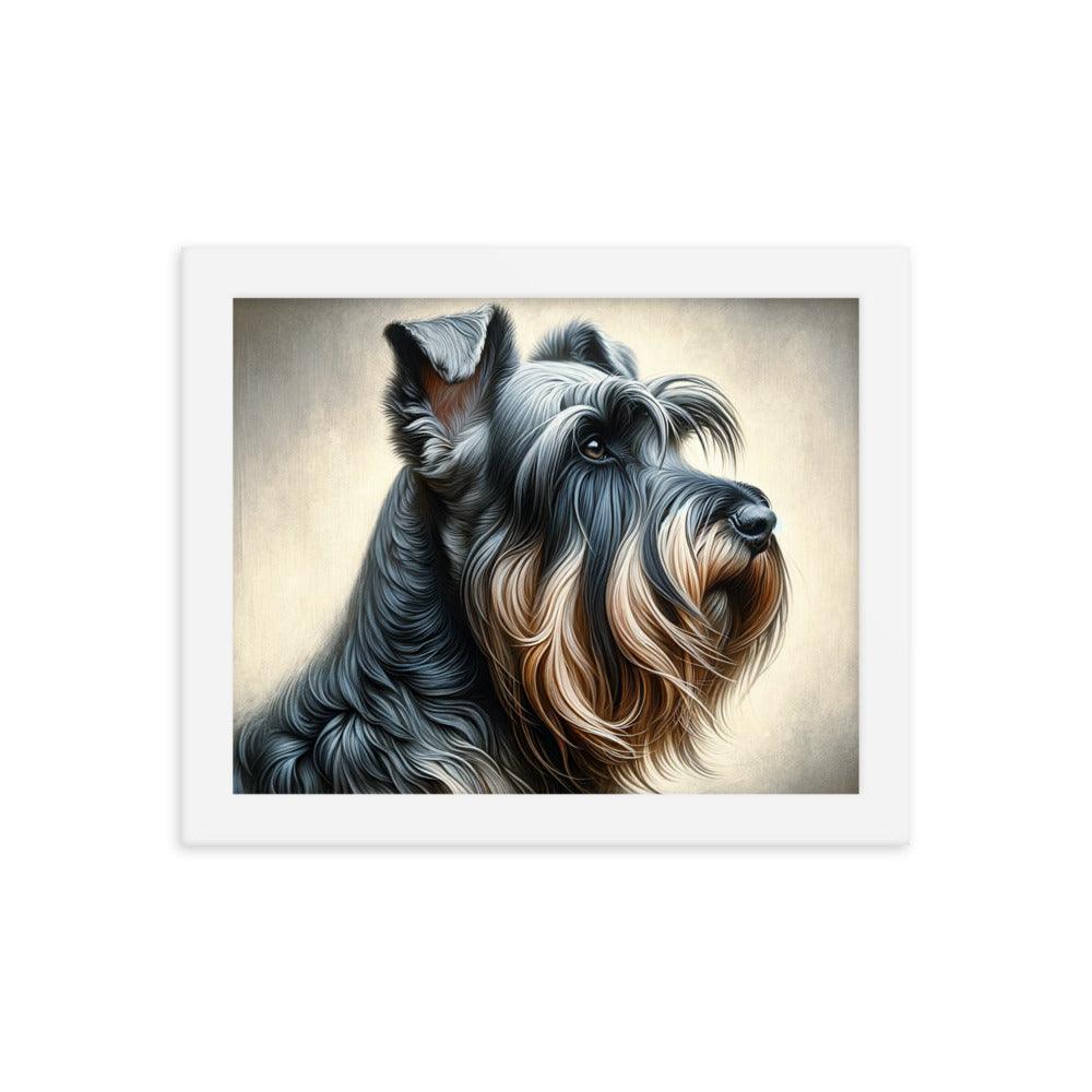 Cesky Terrier Realistic Portrait and Subtle Brushed Background Framed Poster - Oh Posters