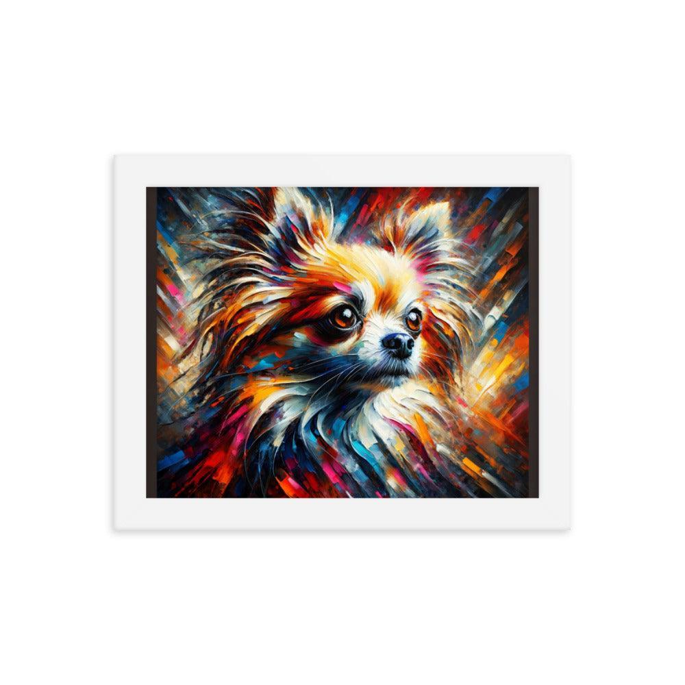 Long Coat Chihuahua Burst Art with Bold Brushstrokes and Intense Colors Framed Poster - Oh Posters