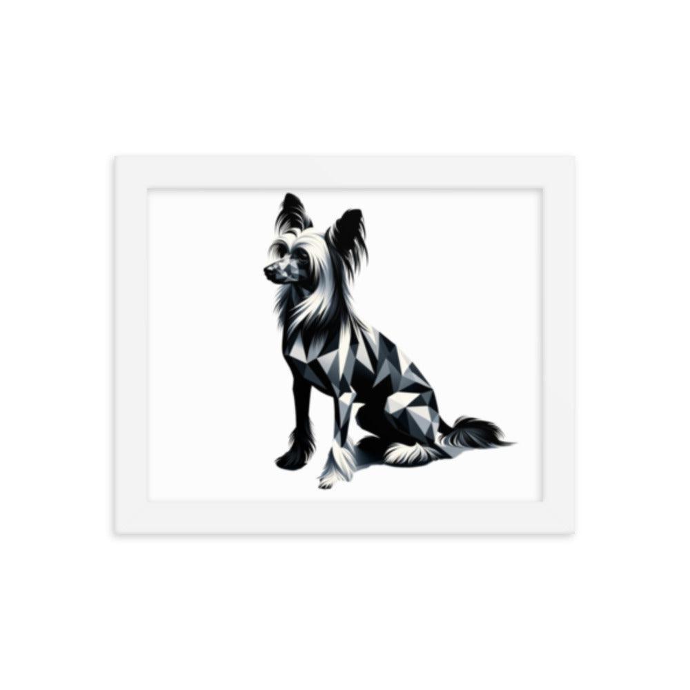 Chinese Crested Dog in Geometric Shadows Sleek Design Framed Poster - Oh Posters