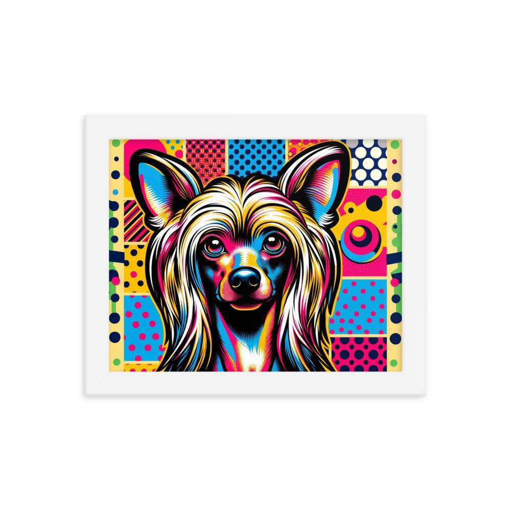 Chinese Crested Dog Pop Art in Bright Graphic Style Framed Poster - Oh Posters